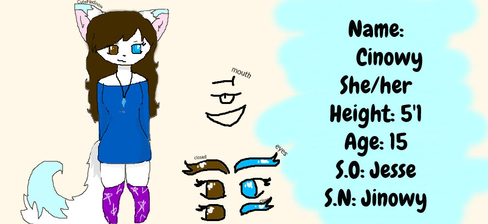 Cinowy reference sheet by CuteFoxSnow on DeviantArt