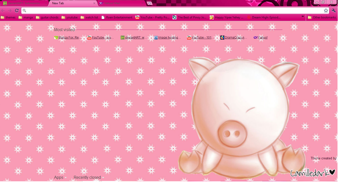 Cute Pig Theme 4 google chrome