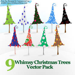 Whimsy Christmas Trees Vectors
