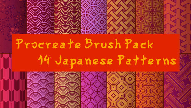 14 Japanese Style Pattern Brushes for Procreate