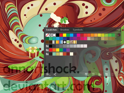 Candy background with Santa girl swatches