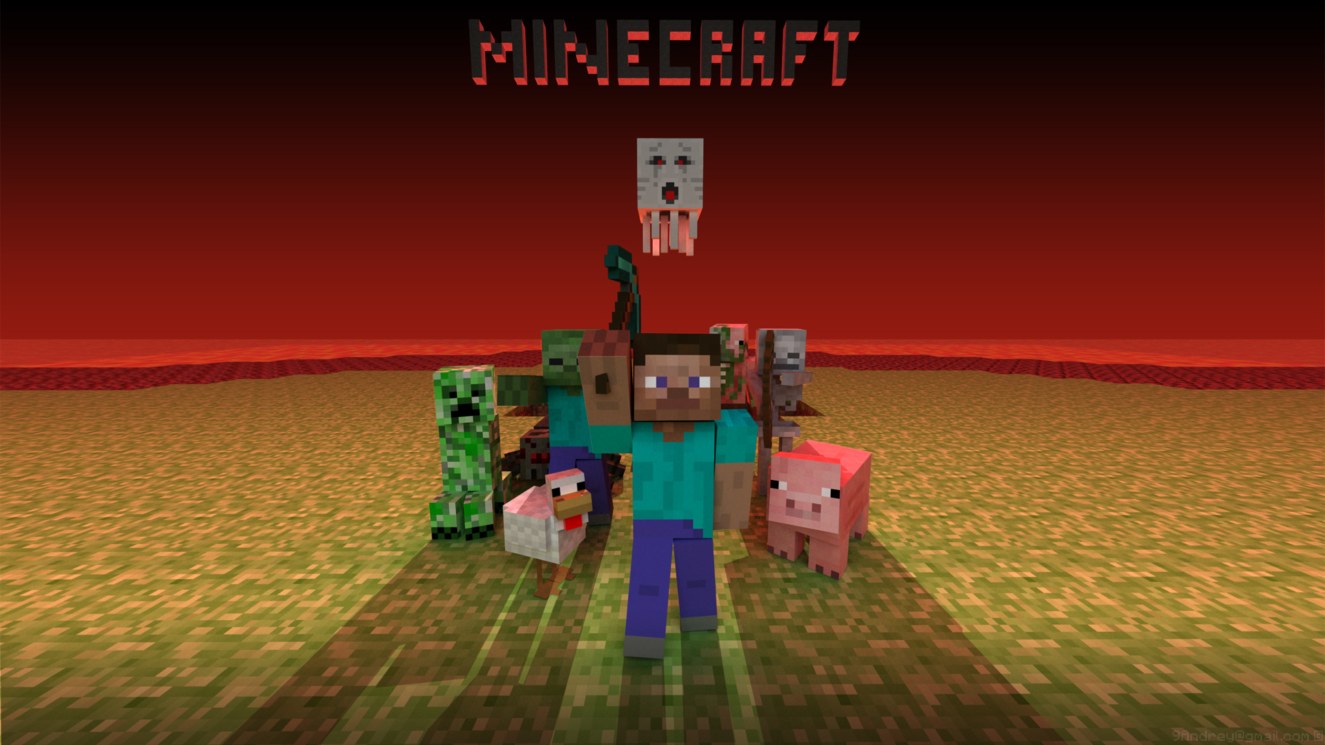 minecraft art 2048 pixels wide and 1152 pixels tall