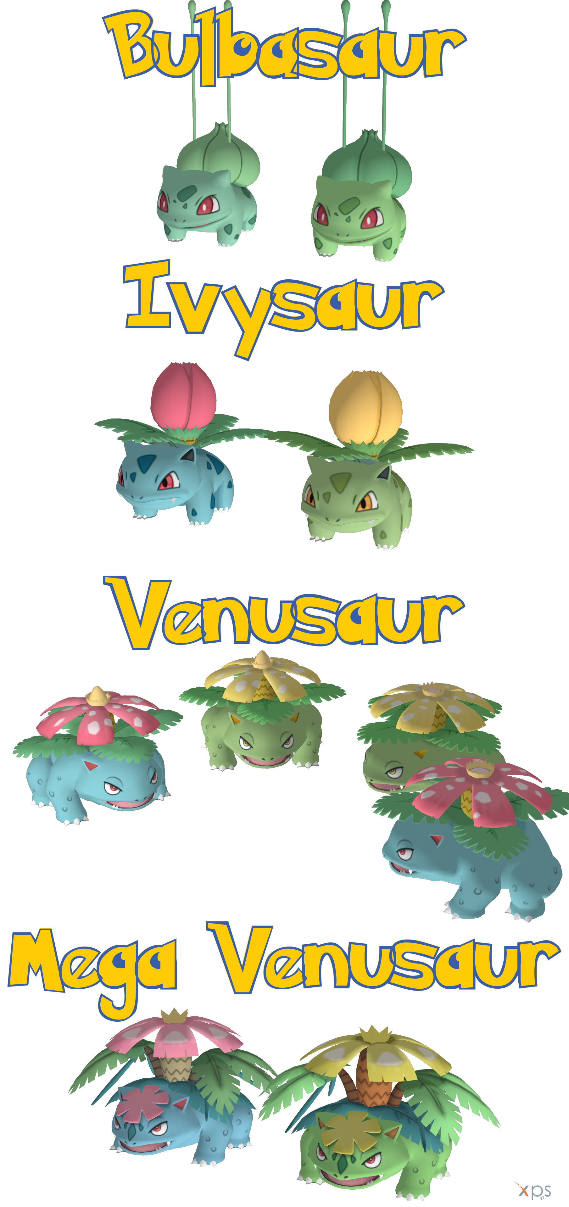 Shiny Bulbasaur Evolution Chain by Suicune245 on DeviantArt