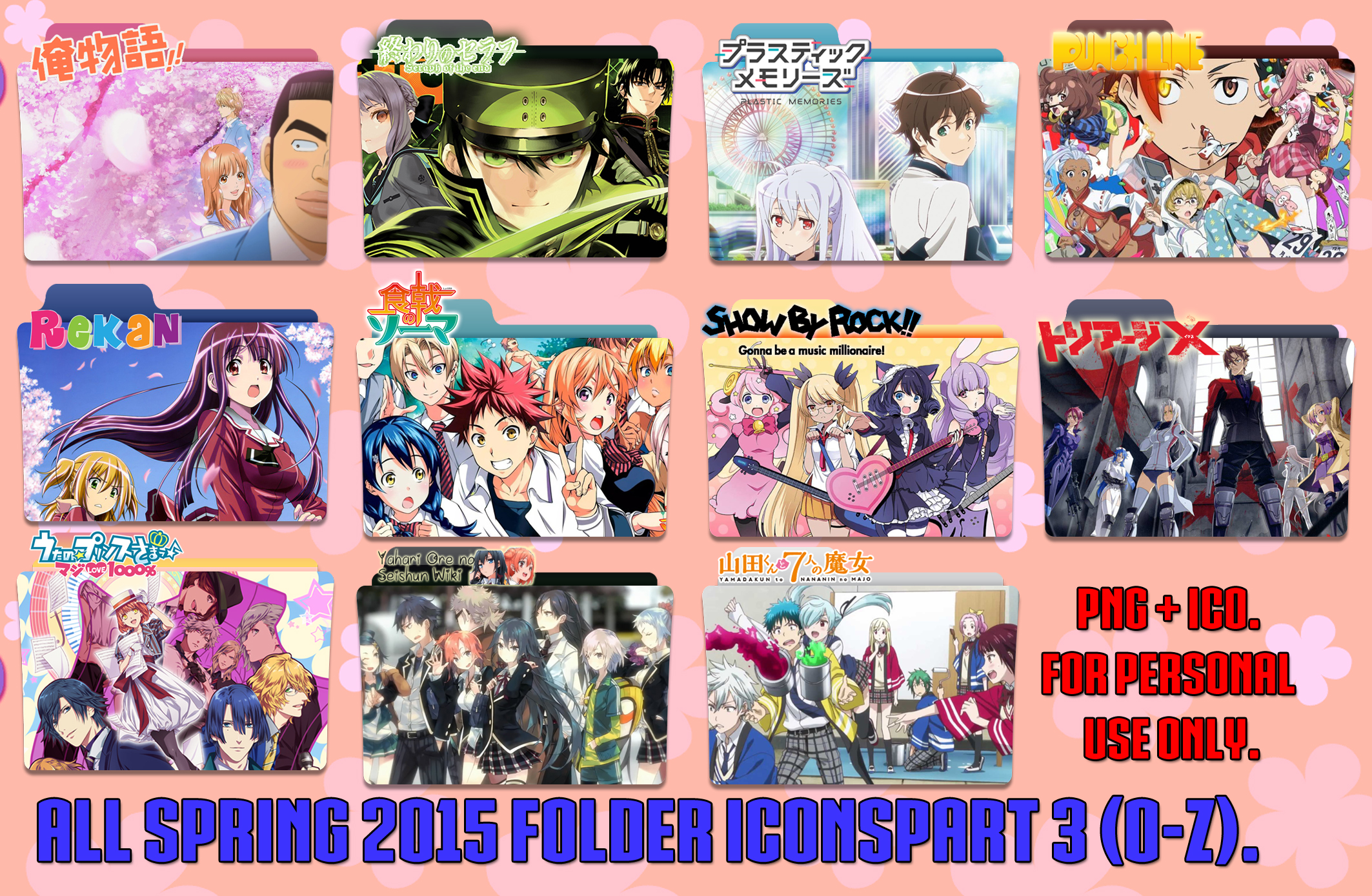 2015 Spring Anime Folder Icon By MaydayBomh 3 by maydaybomh on