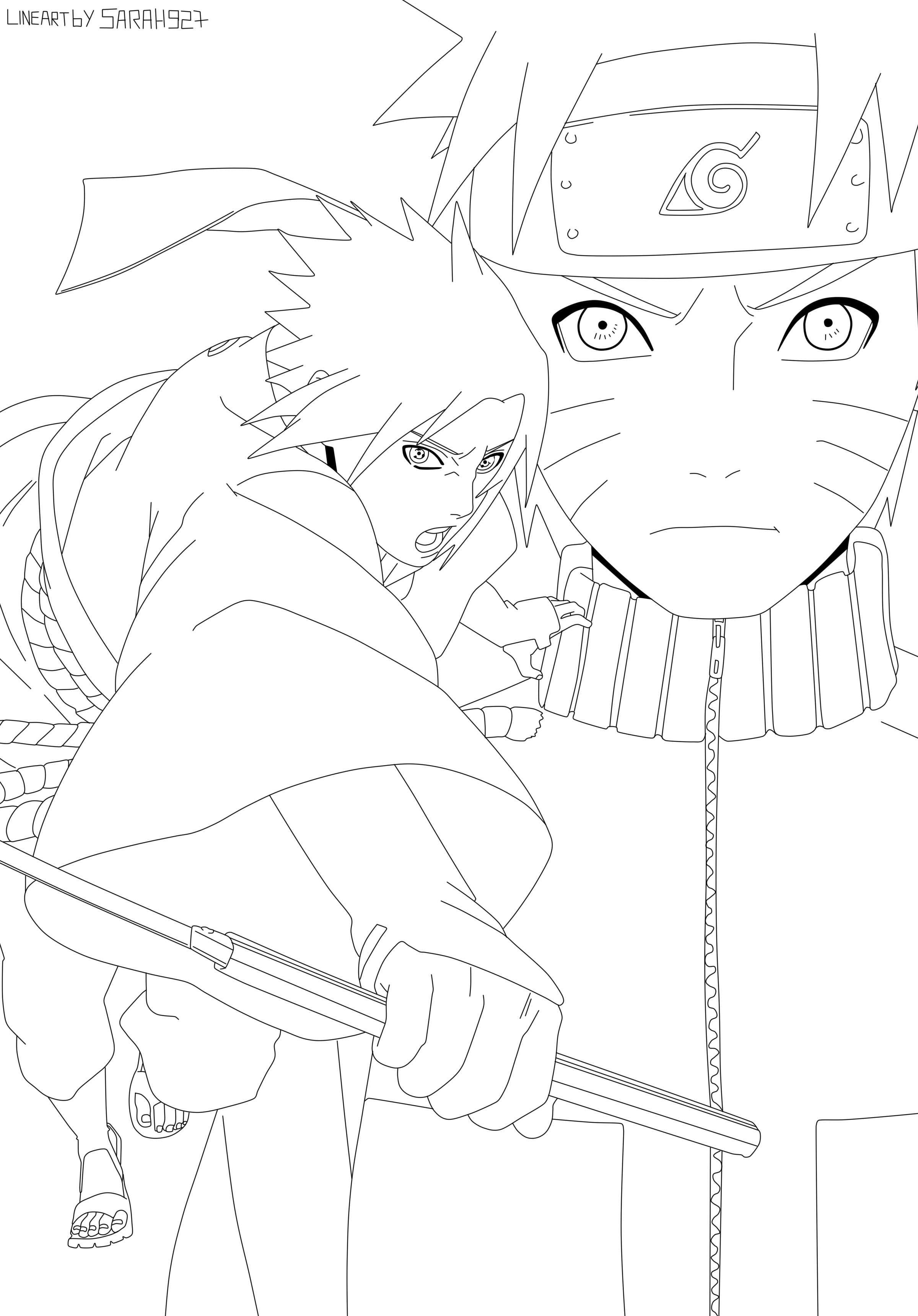 Lineart Sasuke and Naruto 10th Annivesary by Sarah927Artworks on DeviantArt