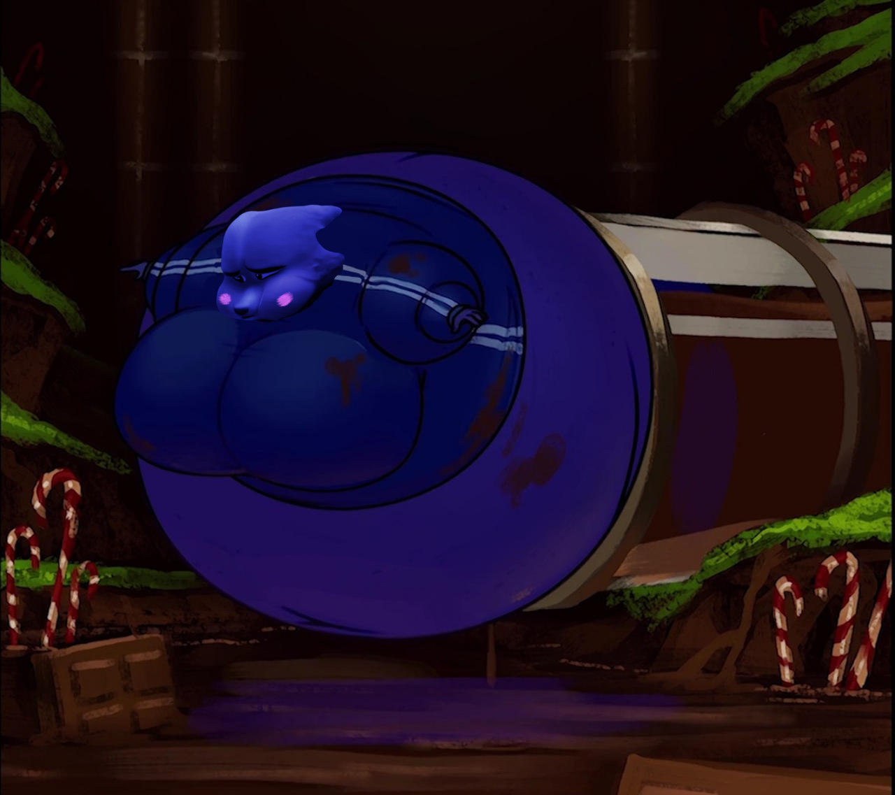 Blueberry Diane Foxington stuck in the pipe by Solosergiohd1 on DeviantArt
