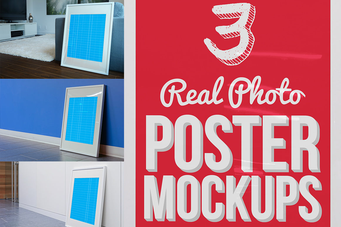 3 Real Photo Poster Mockups by pstutorialsws