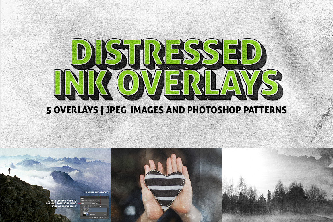 5 Distressed Ink Overlay Textures by pstutorialsws