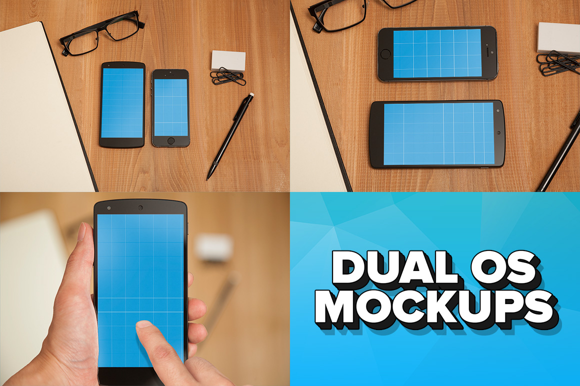 iPhone 5s and Nexus 5 Dual OS PSD Mockups