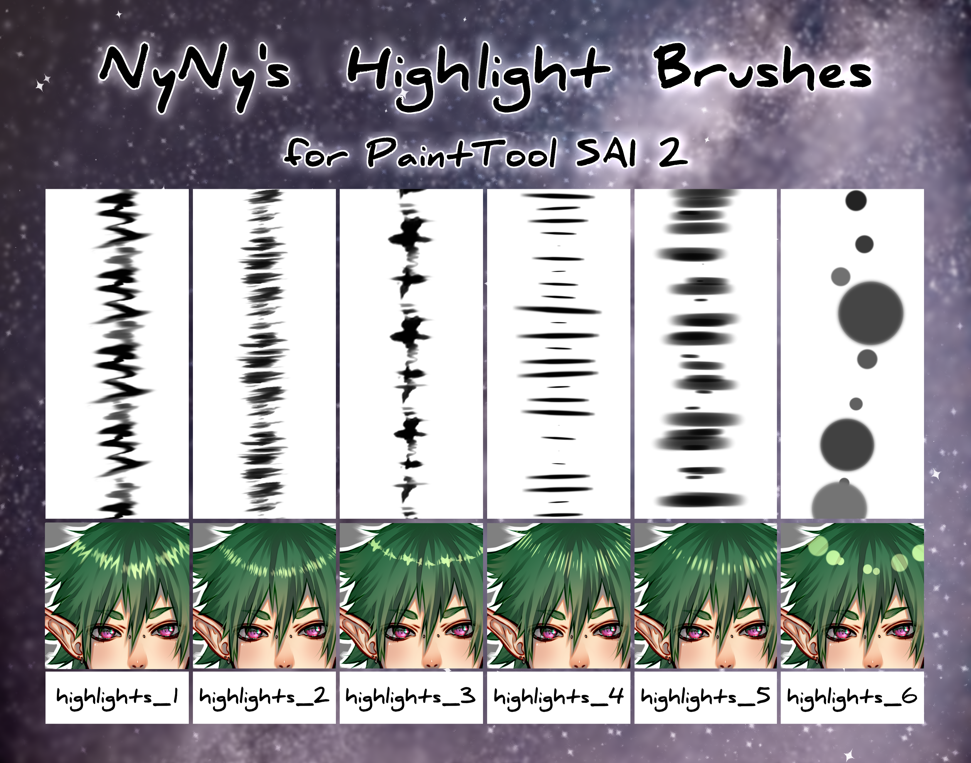 SAI 2 Scatter Brush Set: Hair Hightlights by NyTy8854 on DeviantArt