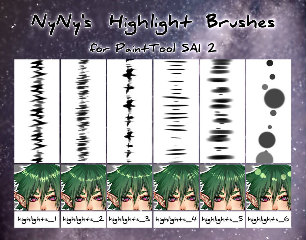 SAI 2 Scatter Brush Set Hair Hightlights by NyTy8854 on DeviantArt