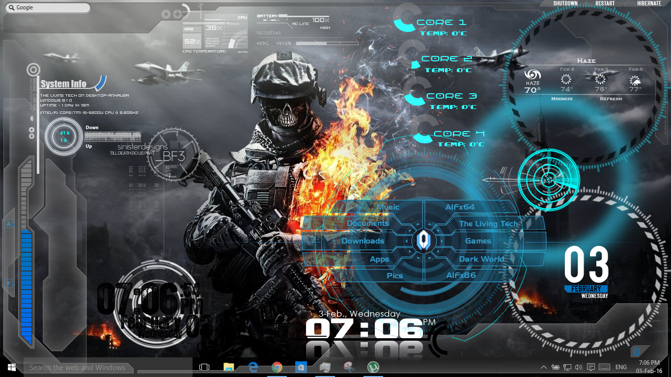 Fire-Skull Battlefield Rainmeter skin v2.1 by TLT