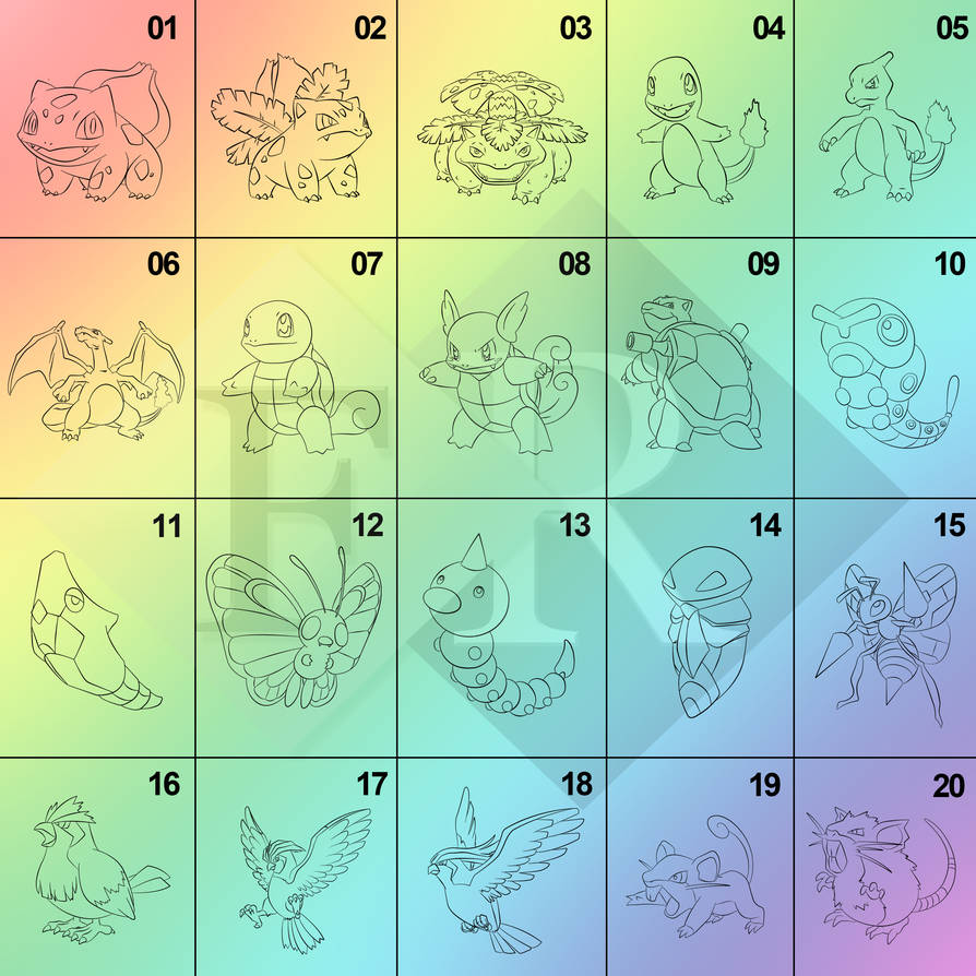 Pokemon pack 1-20 Lineart by Ferdiferrah on DeviantArt