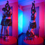 Umi - Cuffed to a pole and tickled in latex
