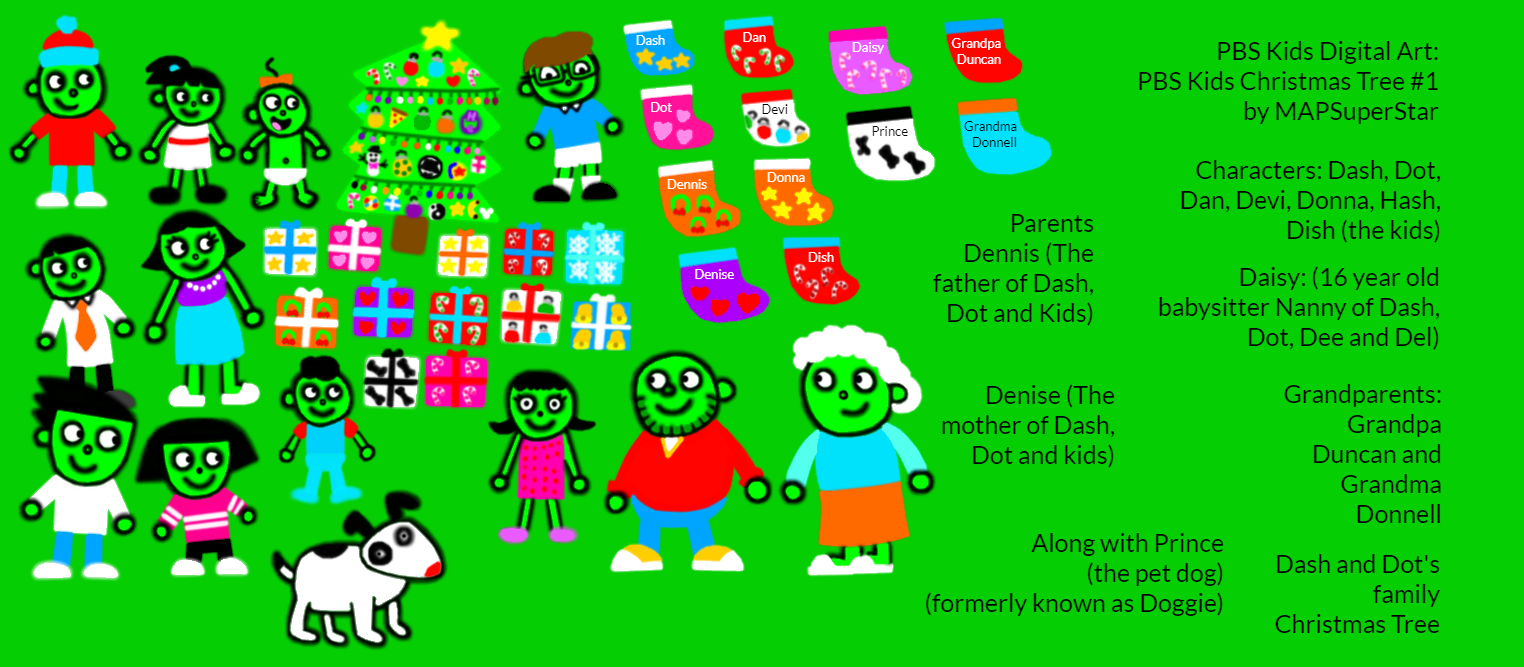 PBS Kids Digital Art Family Christmas Tree 1 by MAPSuperStar on