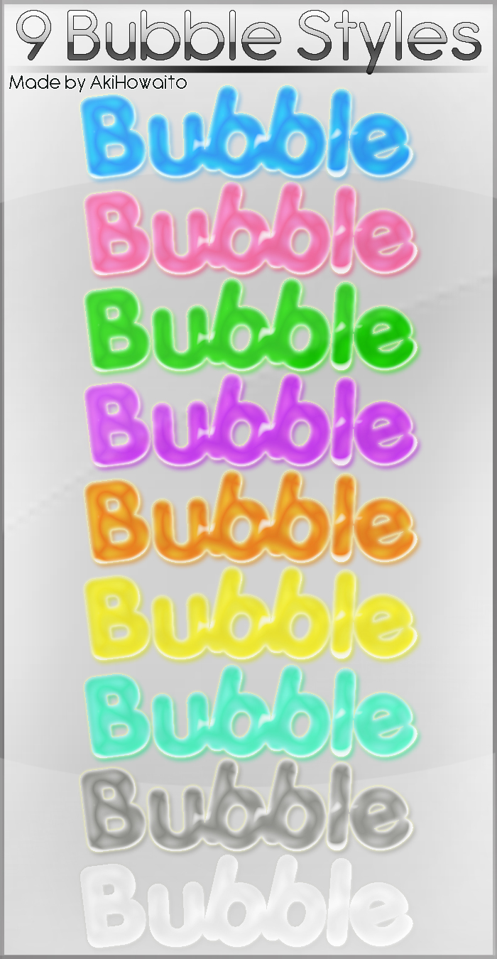 9 Colour Bubble Styles