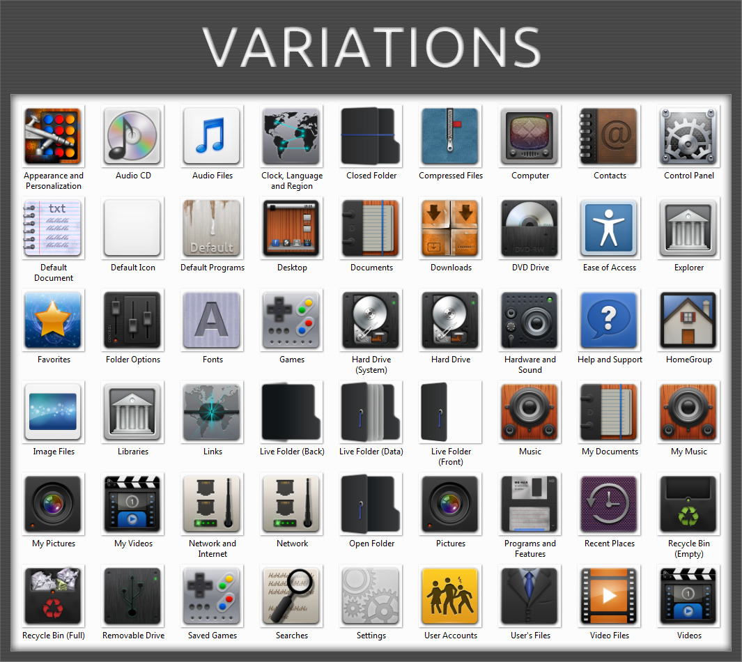 Variations Icon Pack Installer for Windows 7 by UltimateDesktops