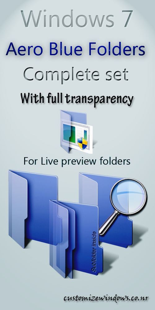 Windows 7 aero Blue folder set