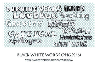 Black white words png 16