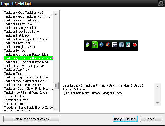 Win7 QL Taskbar Icons Tighter StyleHacks