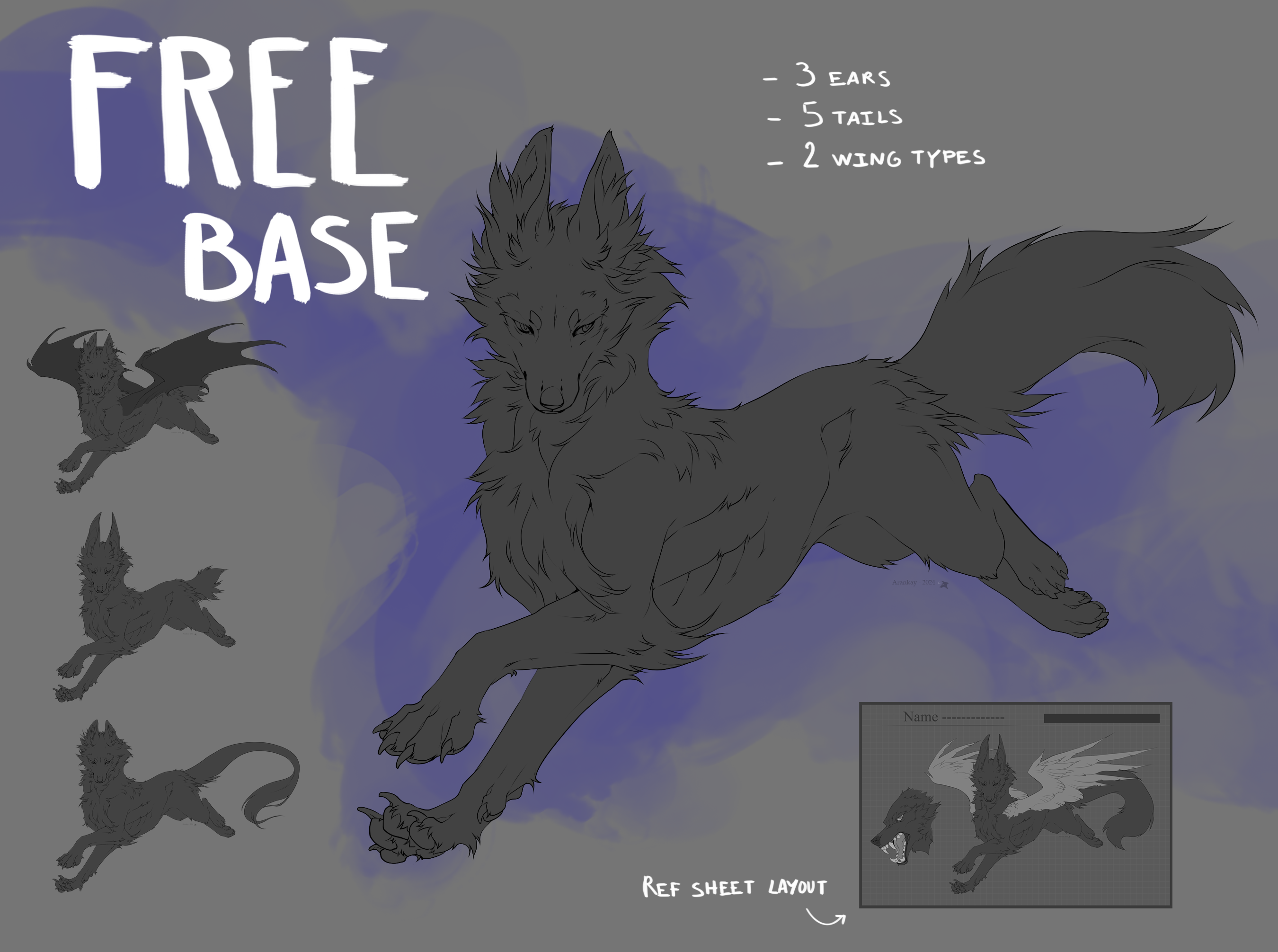 F2U wolf lineart (PSD + PNG)