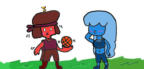 Basketball with Ruby and Sapphire (SU fanart)