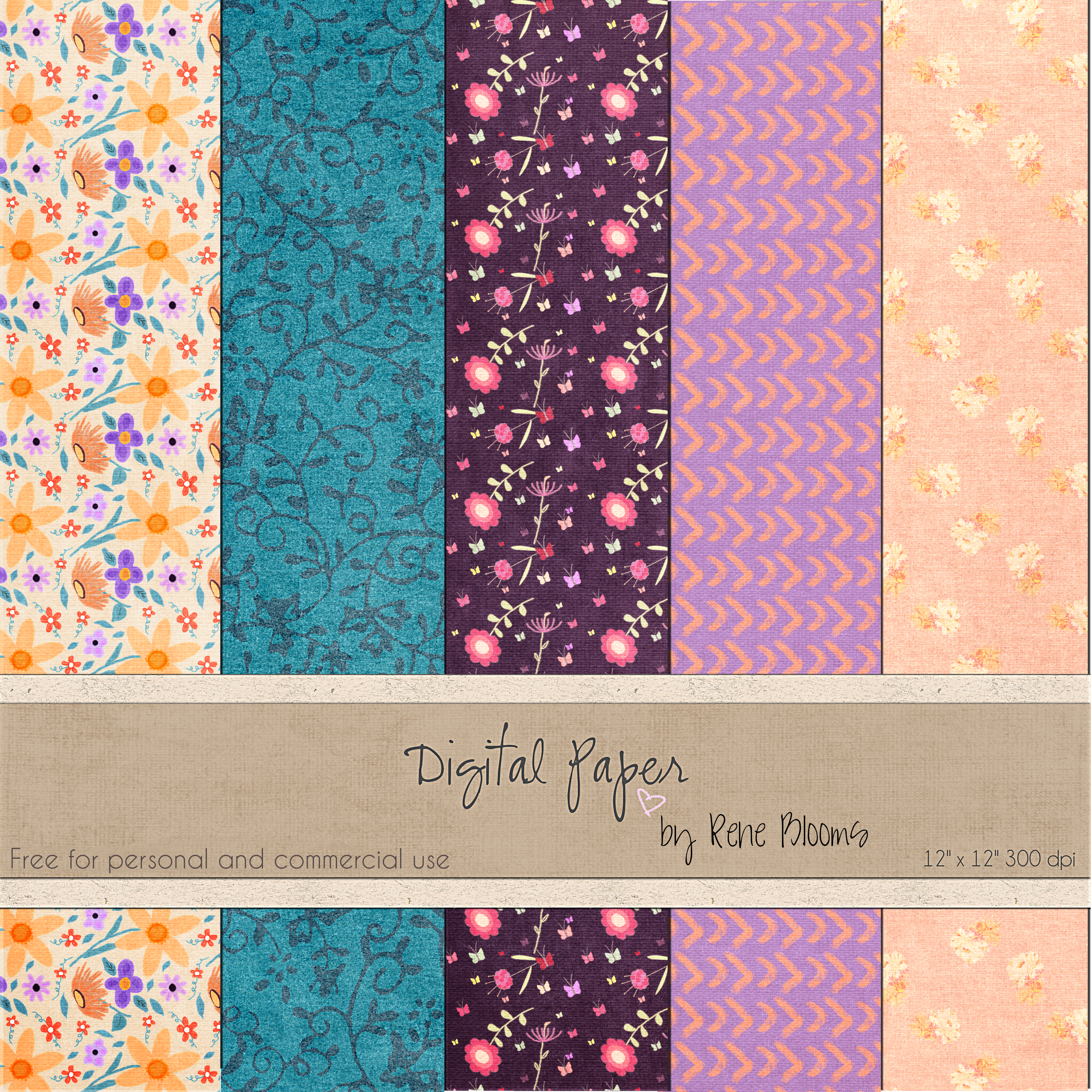 FREE Digital Paper by Rene Blooms