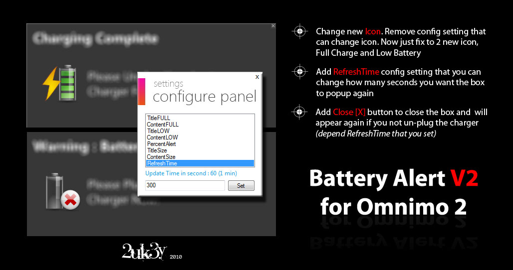 Battery Alert V2 for Omnimo 2