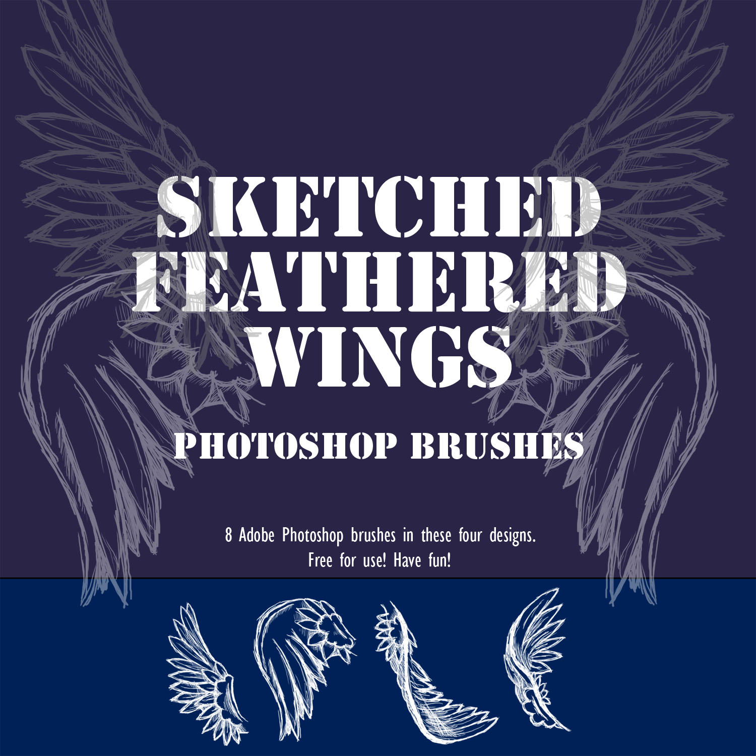 Sketched Feather Wing Brushes