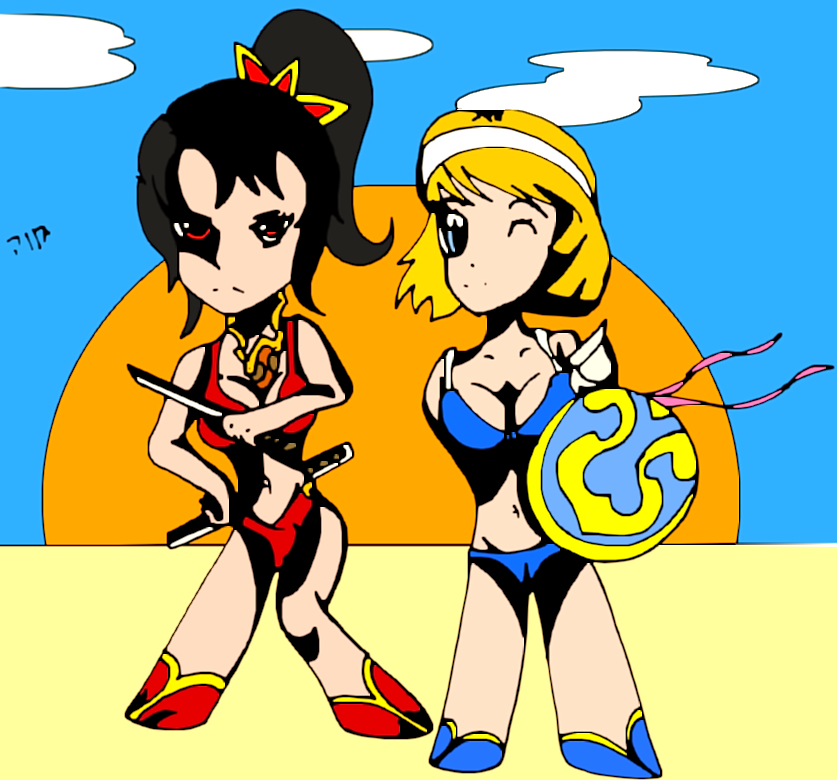 Chibi Cassandra X Taki with Bikinis DE