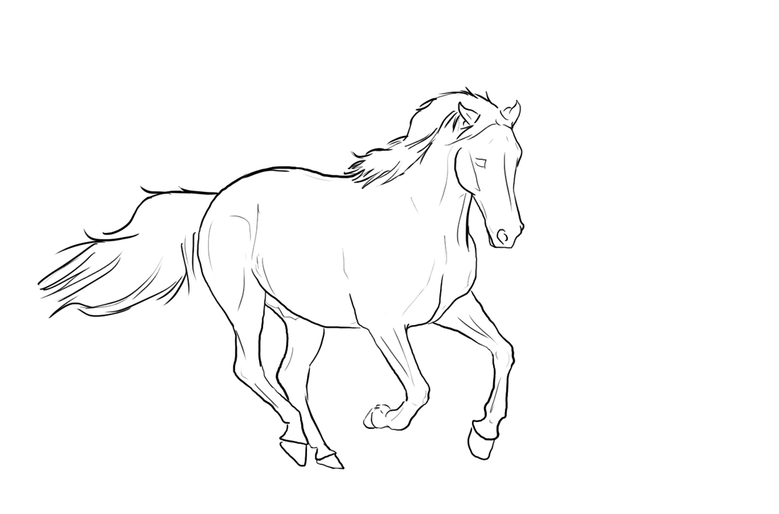 Free Cantering Horse Lineart by Spectoral on DeviantArt