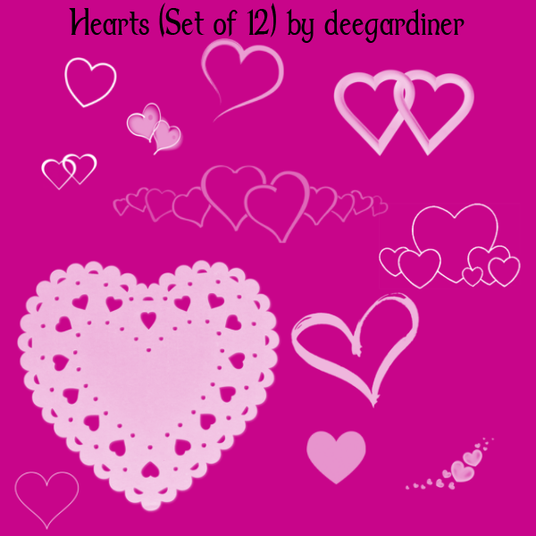 Brushes Hearts (Set of 12) by deegardiner on DeviantArt