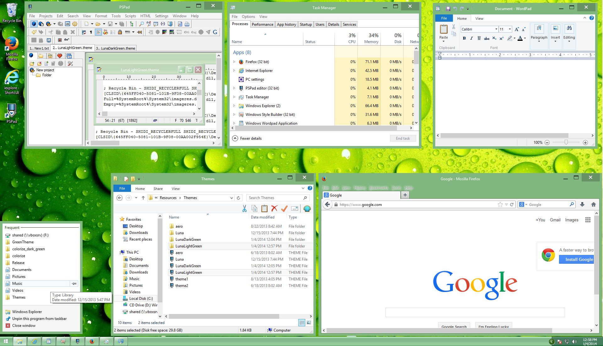 Luna Light Green Windows 8.1 Theme