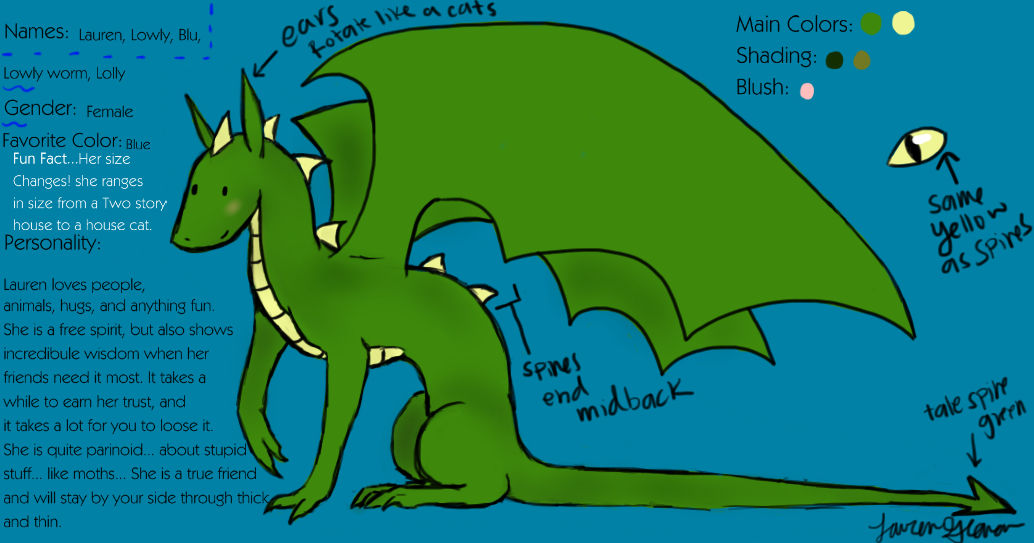 Reference sheet for Blu by LaurenBlu on DeviantArt