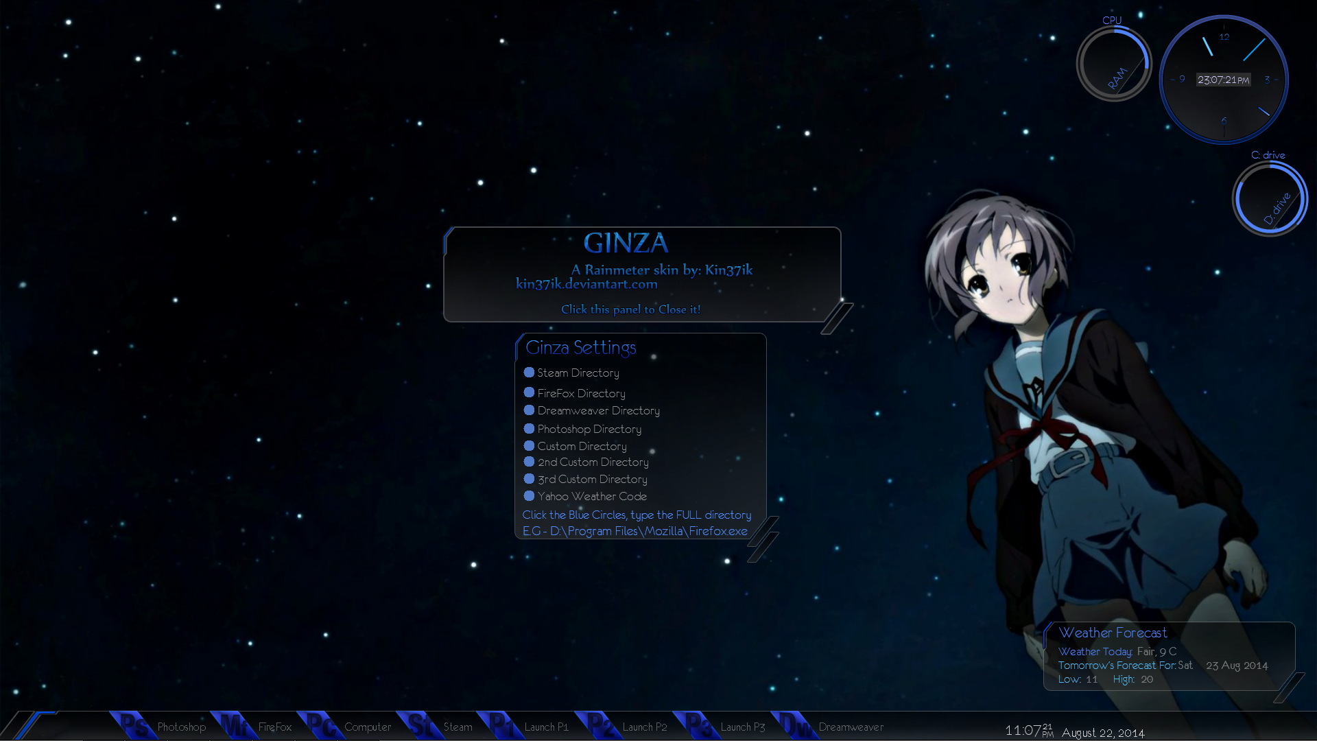 Ginza 1.03 Rainmeter Skin Update by kin37ik, visual art
