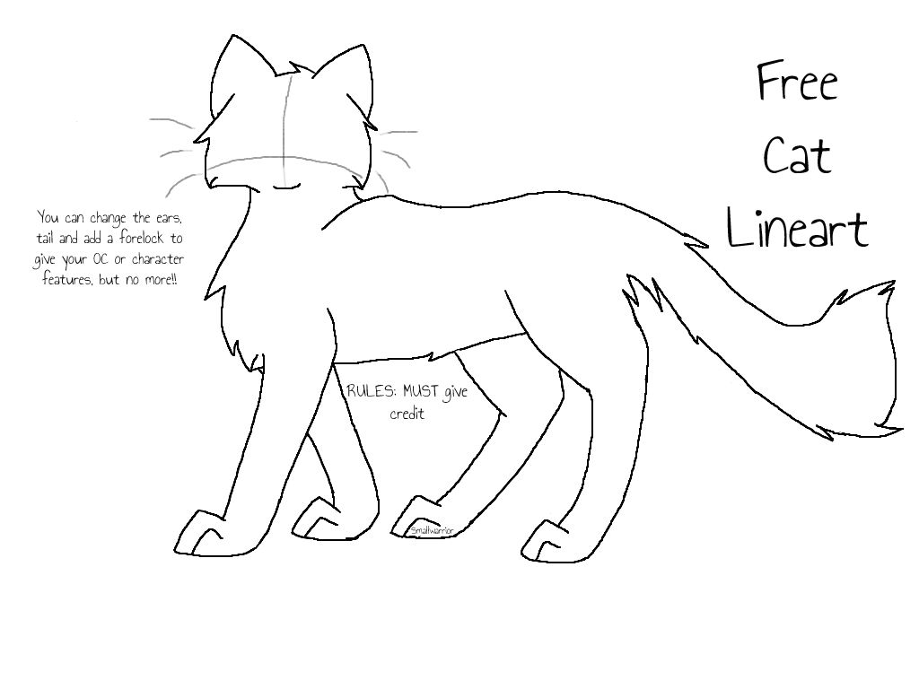 Free Cat Lineart -MUST CREDIT IF USED- by Smallwarrior on DeviantArt