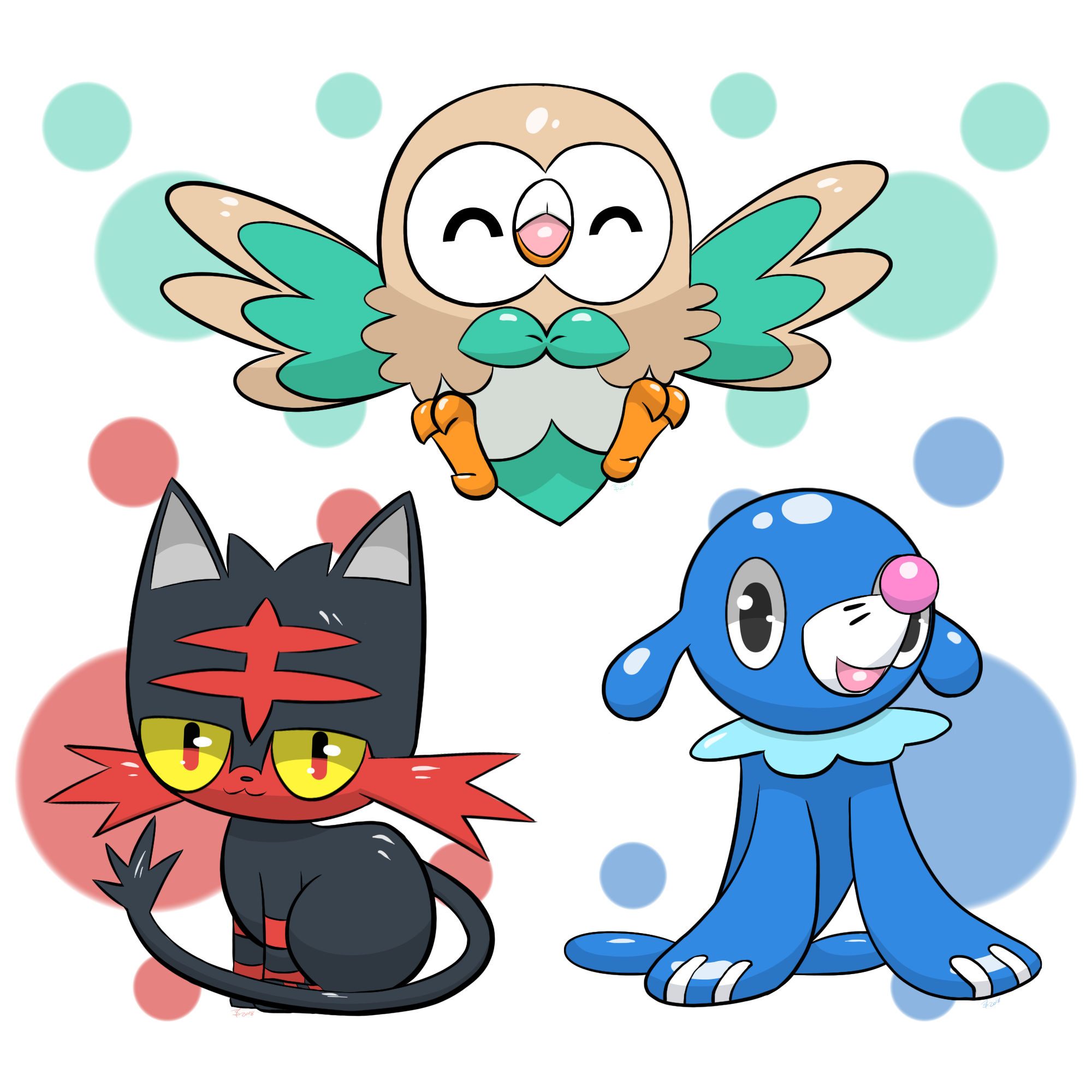 Rowlet Popplio Litten by KIDif on DeviantArt