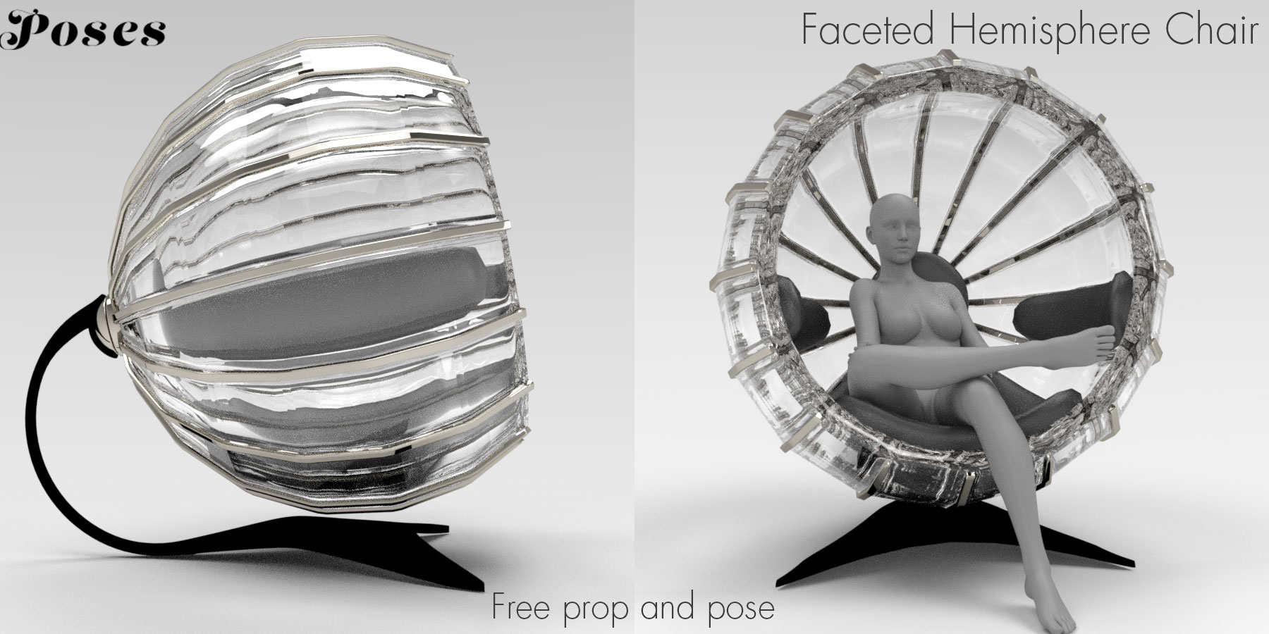 Faceted Hemisphere Chair Freebie by Poses17