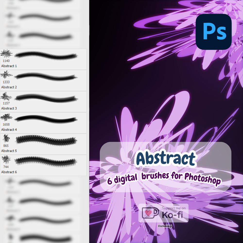 6x Abstract Brushes for Photoshop and Gimp