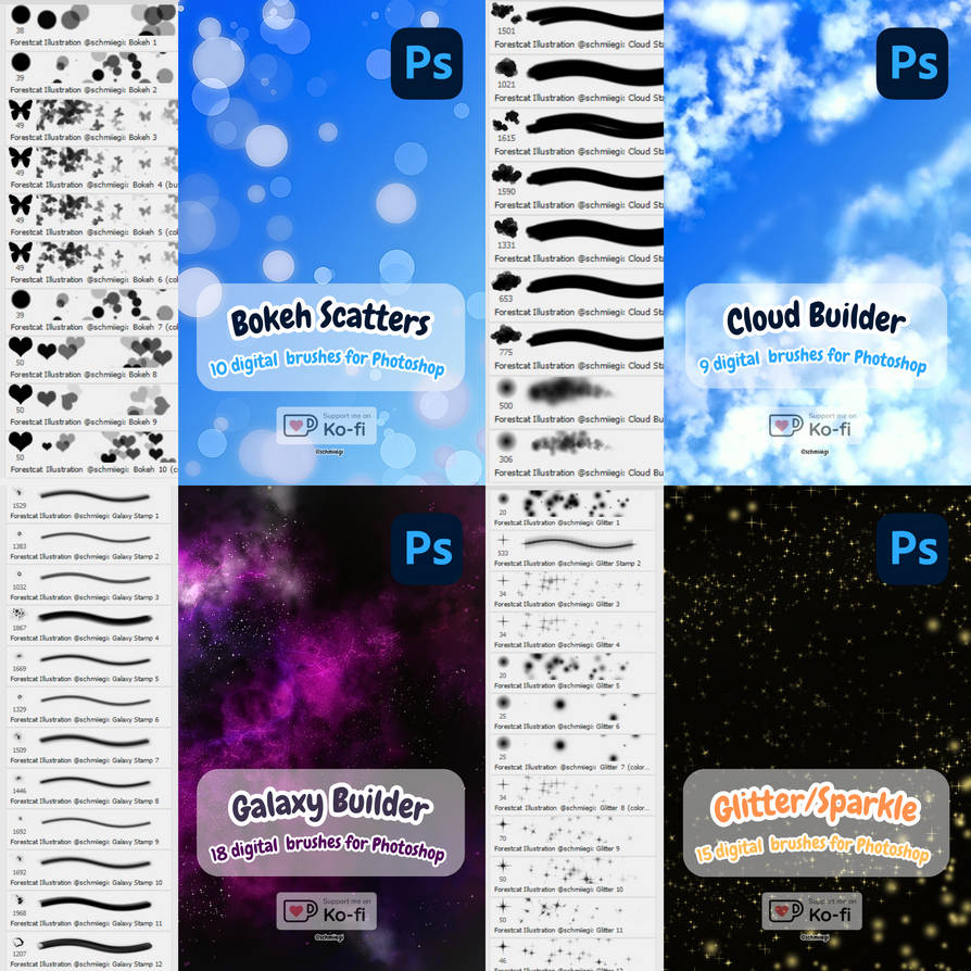 Photoshop: BUNDLE, 4 Brush Sets in ONE BUNDLE! by Alicante-Design on ...