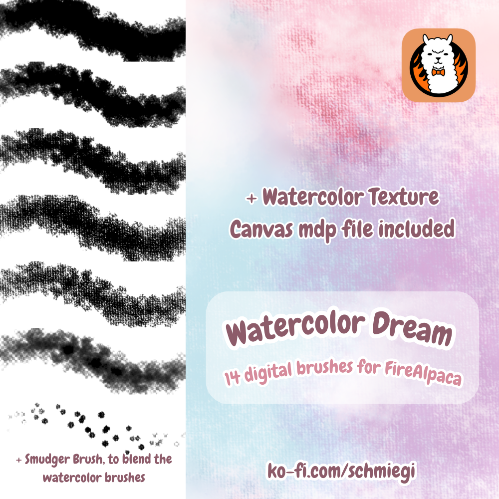 Watercolor Brushes for Fire Alpaca