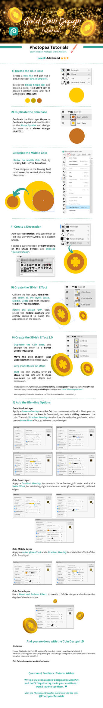 How to create a gold coin in Photopea, Photoshop