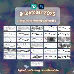 Brushtober 2025 - Full Set Photopea, Photoshop CS+