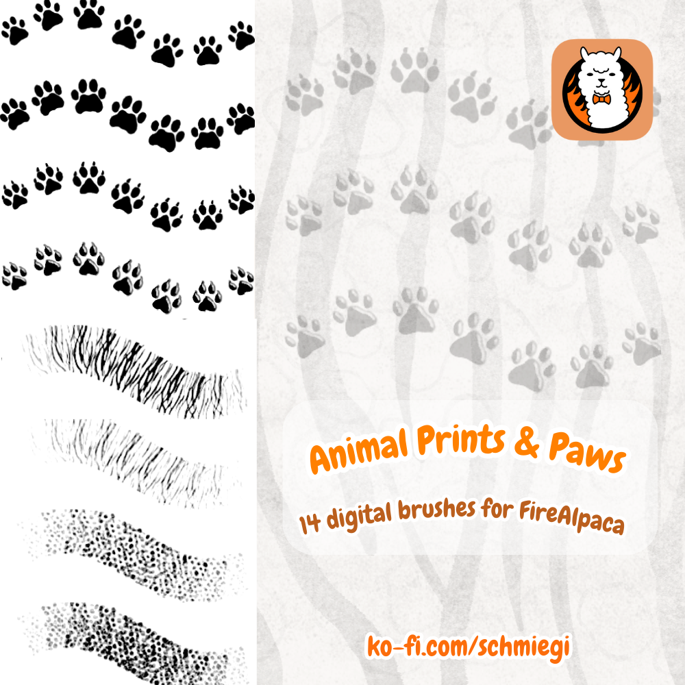 Animal Prints + Paw Print Brushes | Fire Alpaca by Alicante-Design on ...