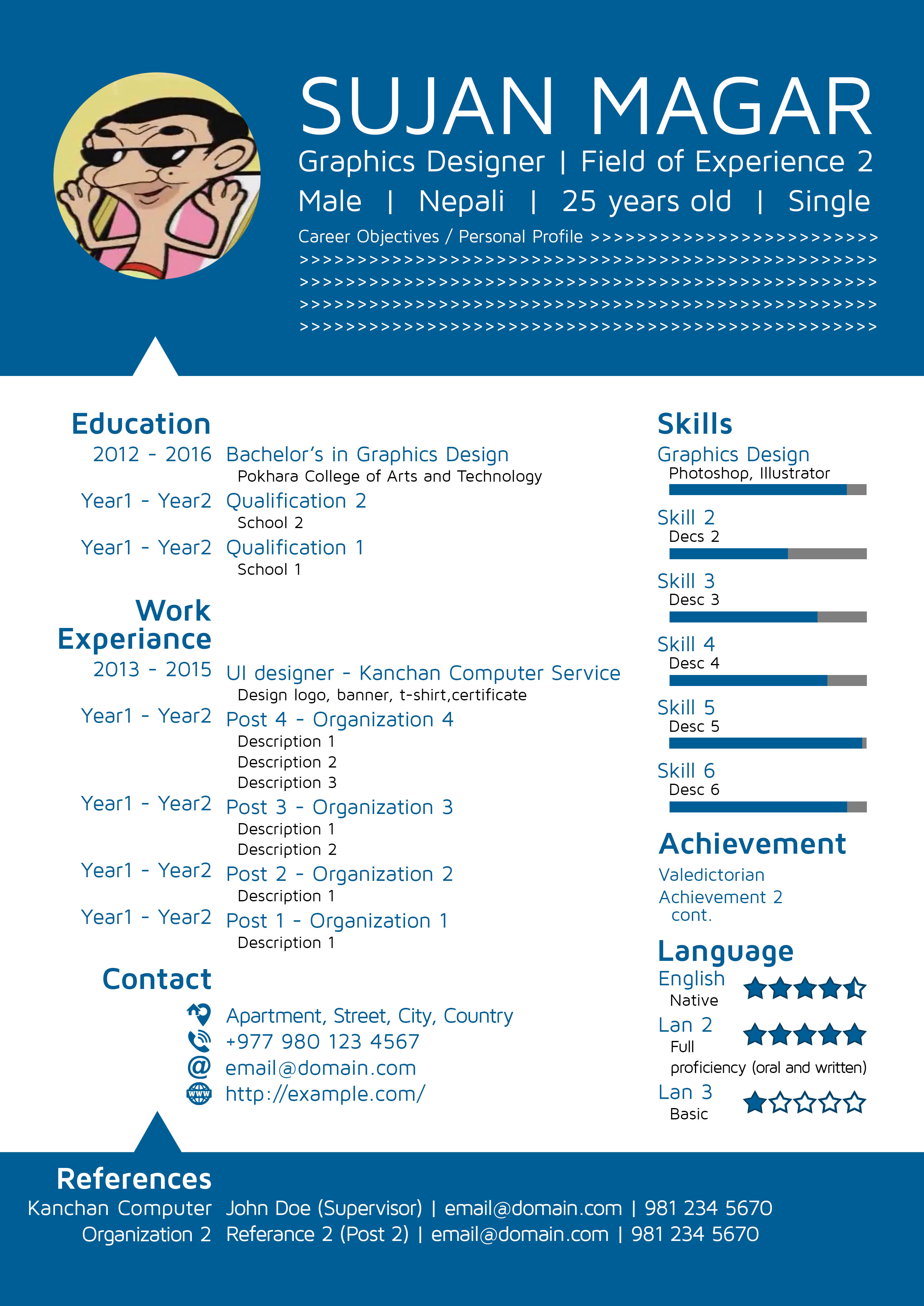 Flat design CV template