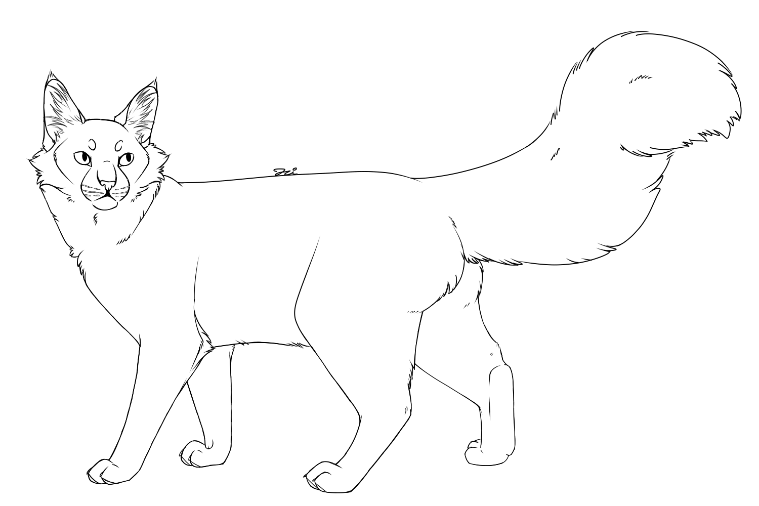 Medium hair cat lineart F2U by Queen-tzi on DeviantArt