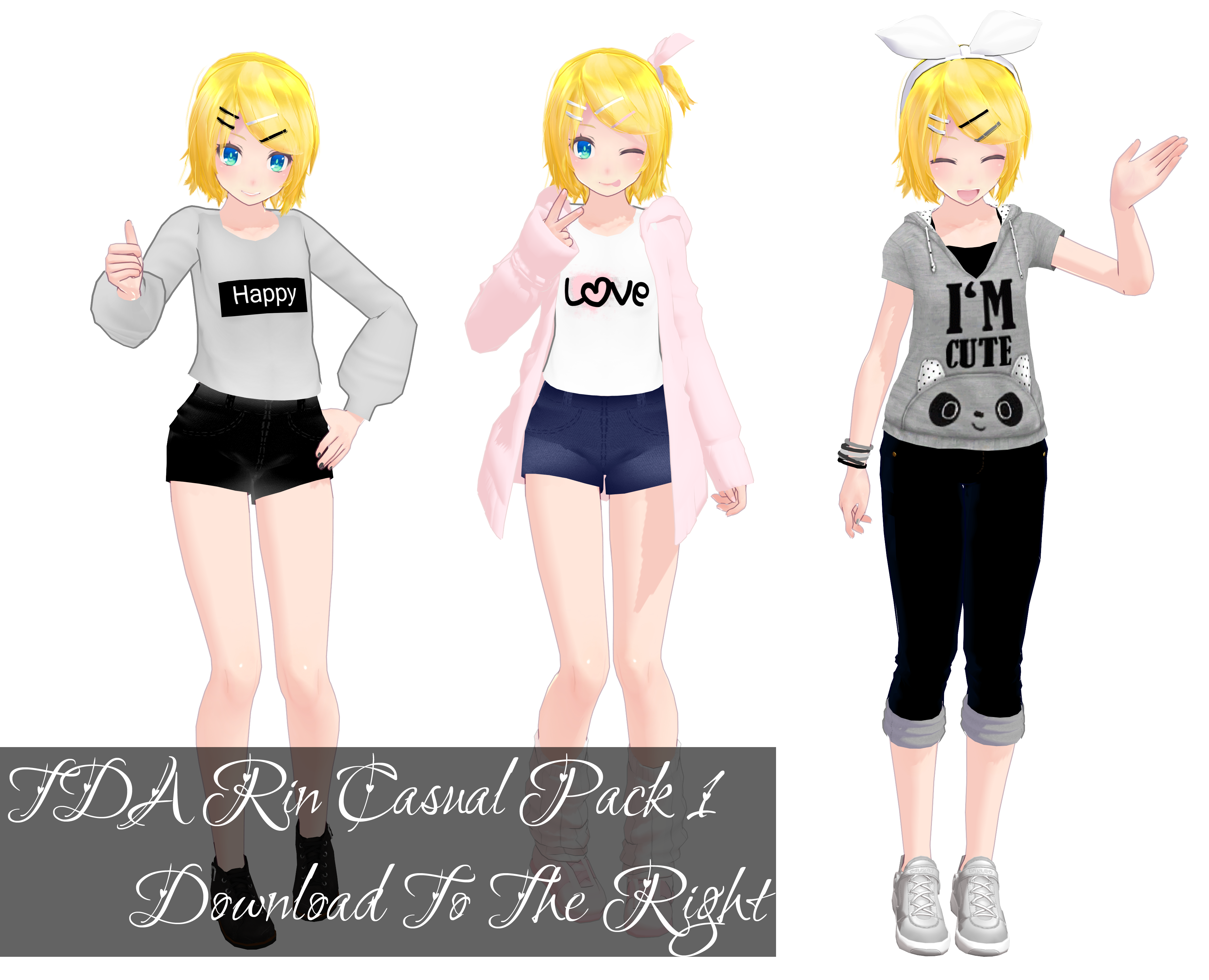 TDA Rin Casual Pack 1 Download [MMD]