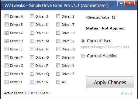 W7T - Simple Windows Drive Hider Pro