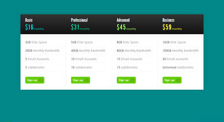HTML Price Table with Download