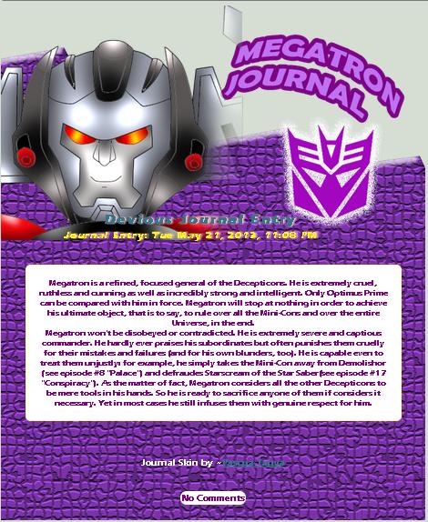 Megatron Journal CSS-Commission for TheWarlockDude